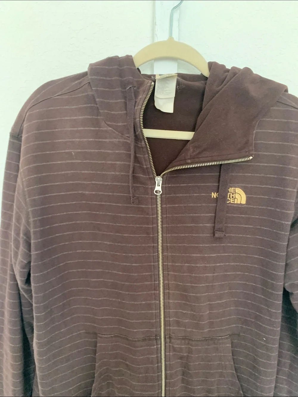 The North Face Men's Dark Brown Striped Zip-Up Hoodie